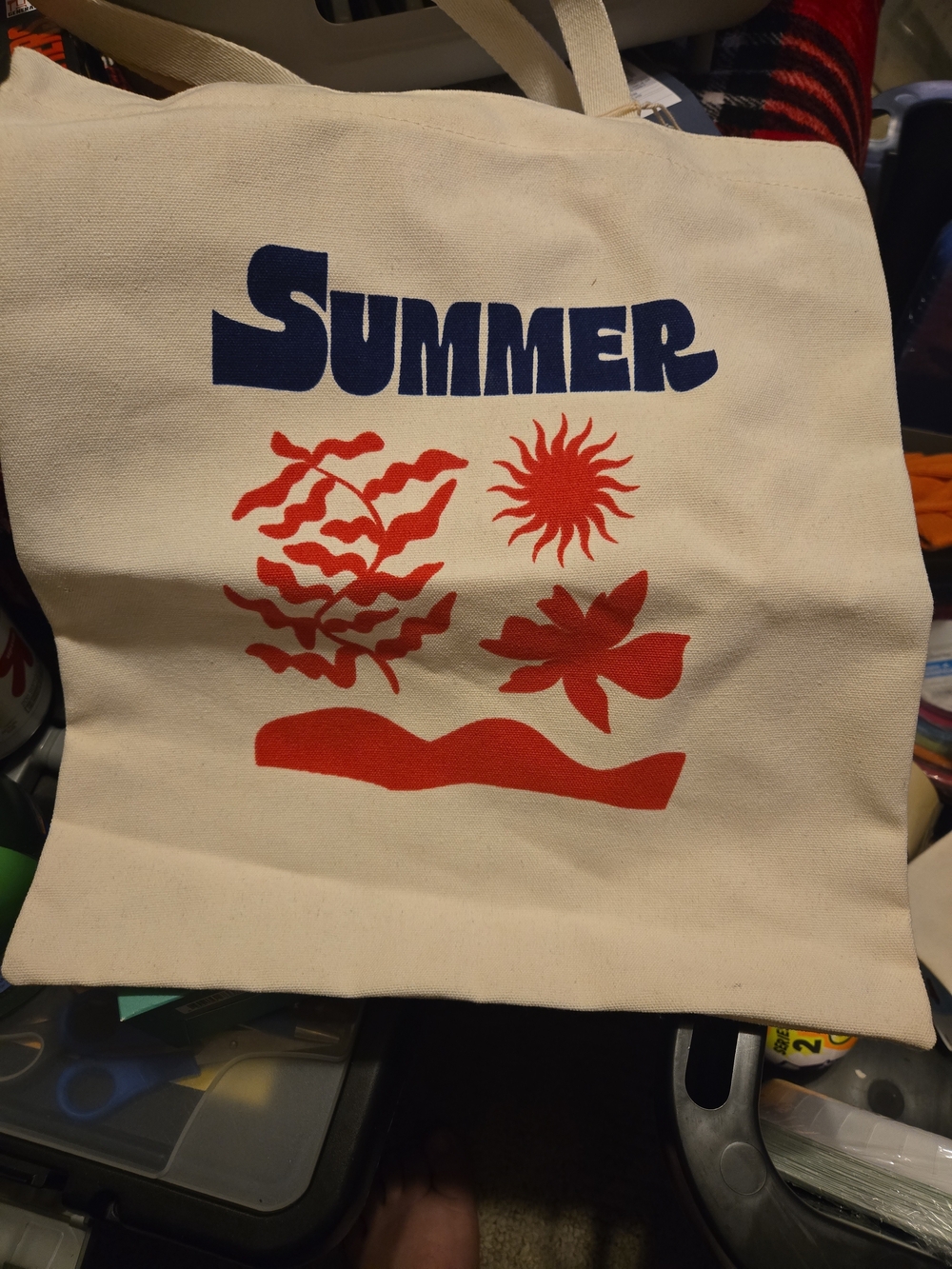 Universal Thread Kids Swim Tote - Cream, Navy, Red